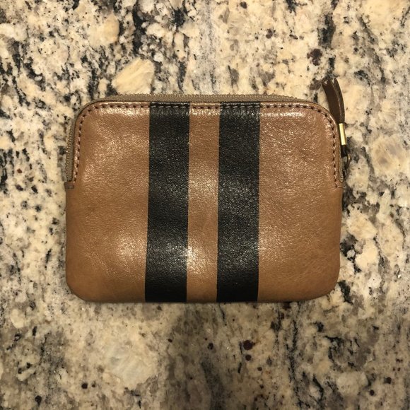 Madewell Handbags - Madewell Leather Pouch Wallet | Black/Taupe Stripe